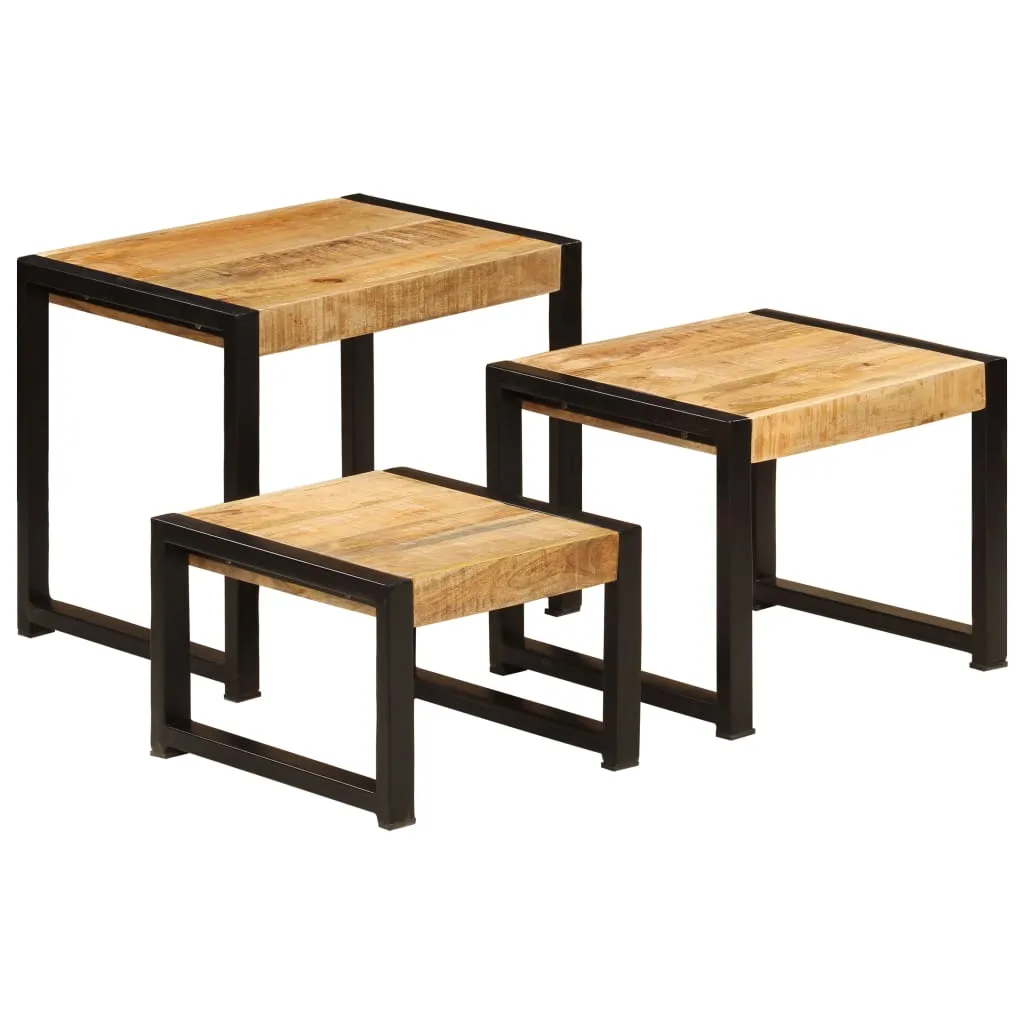 Nesting Tables 3 pcs Solid Mango Wood