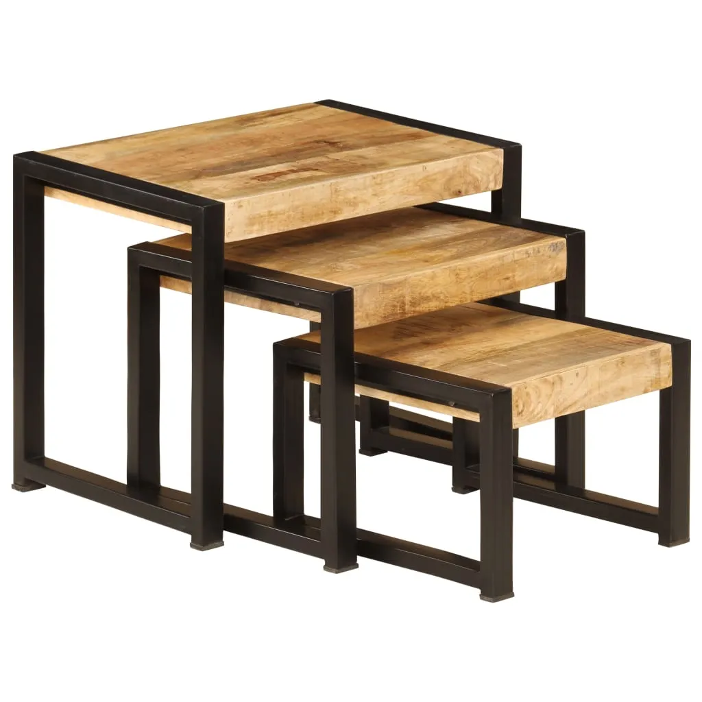 Nesting Tables 3 pcs Solid Mango Wood