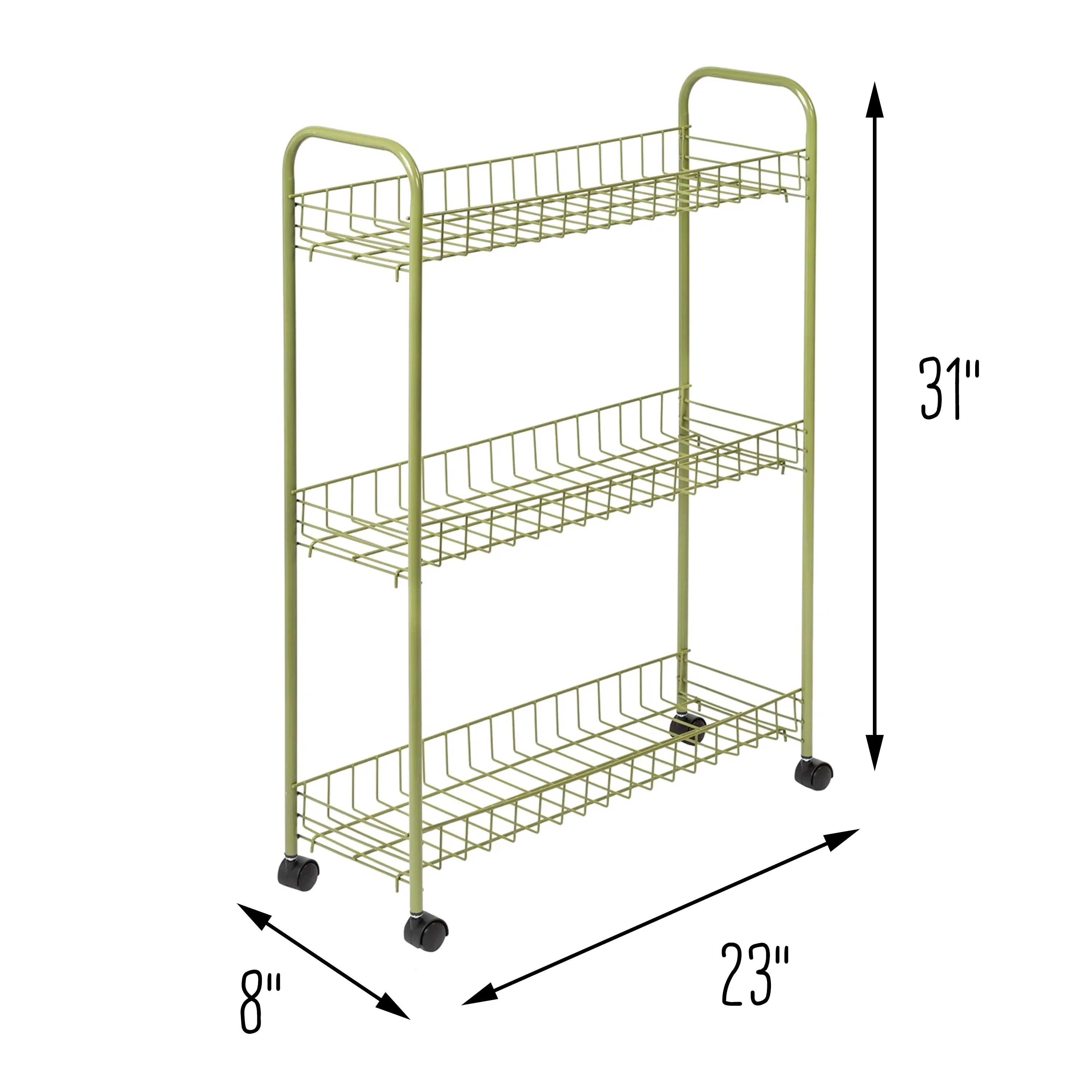 Olive 3-Tier Rolling Utility Cart