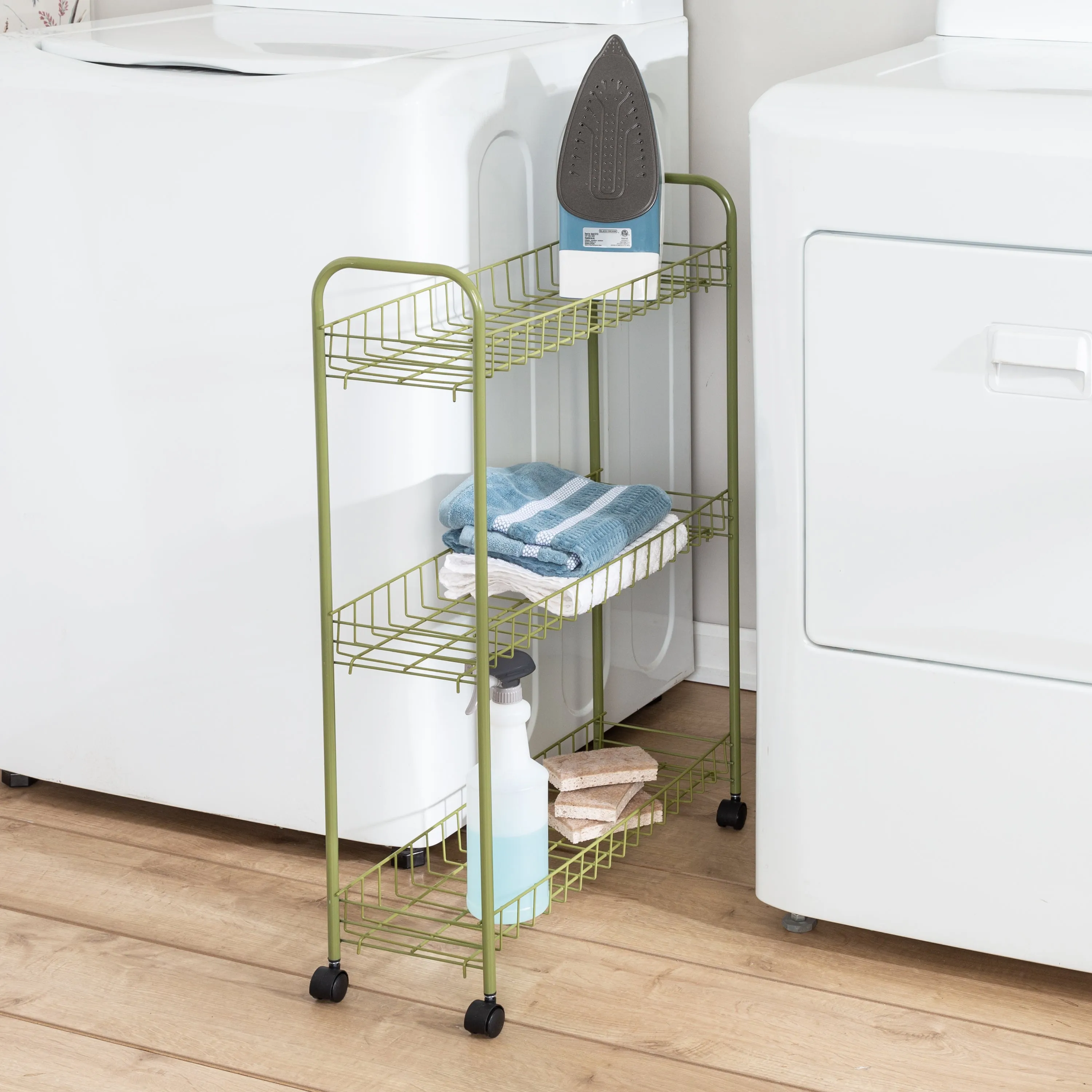 Olive 3-Tier Rolling Utility Cart