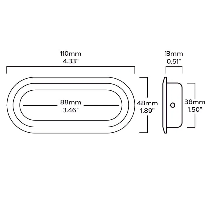 OLMO Oval Recessed Pull Handle - Brass