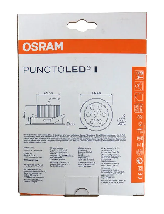 Osram PunctoLED I 10.5W 3000K 220-240V Dimmable Warm White LED Downlight