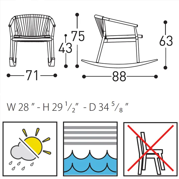 Outdoor Furniture Braid And Rope Rocking Chairs - Elegente