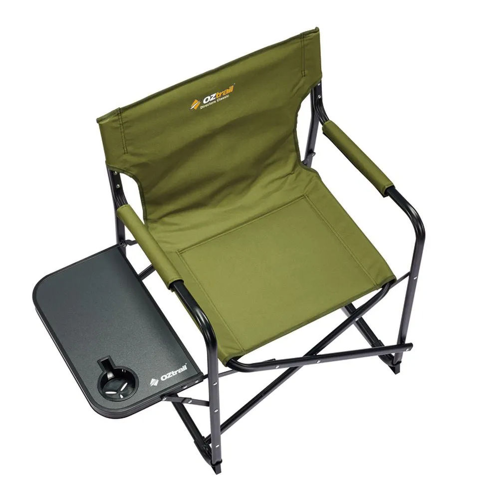 OZtrail Classic Directors Camp Chair with Side Table in Green