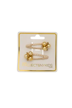 Pearl Lily Clip Set of 2 - Metallic Gold