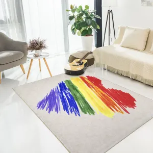 Pride Rainbow Brushstroke Heart Area Rug (5'x7')