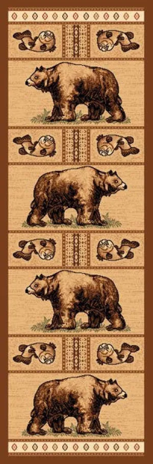 "Bear & Fish" Cabin Rug - 2 x 7