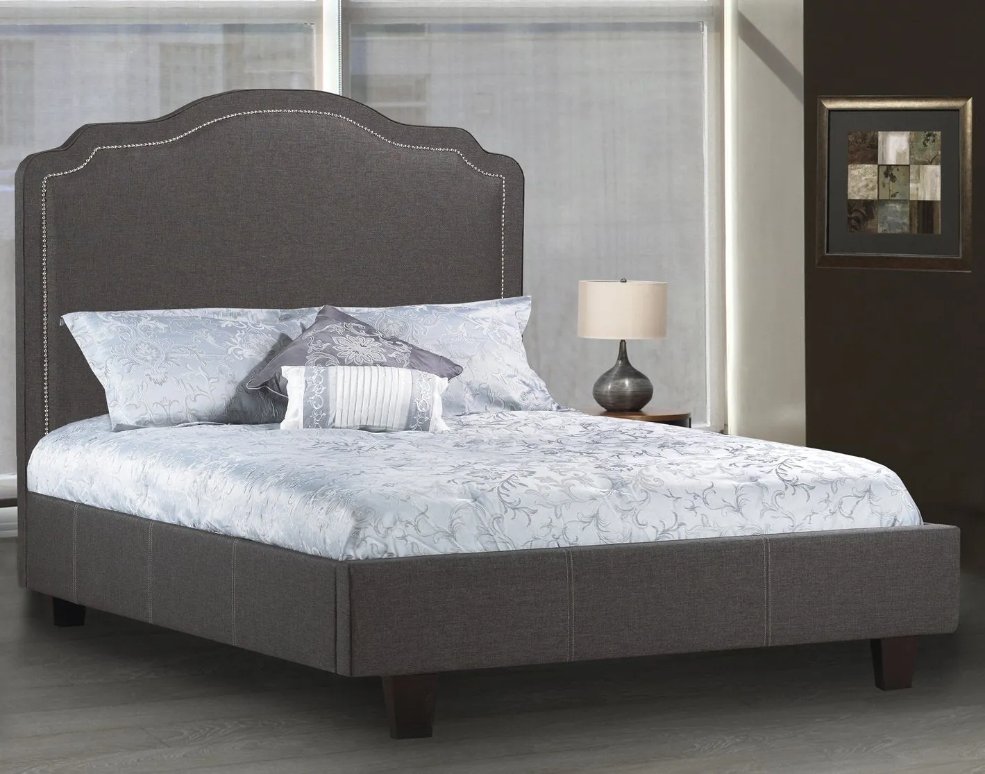 Smart and Simple bed with Hand-applied Nailhead trim