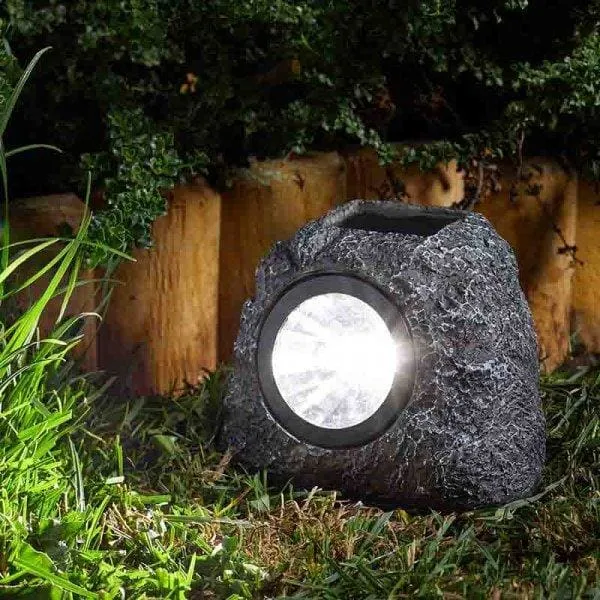 Solar Granite Rock Spotlight, 4 Pack