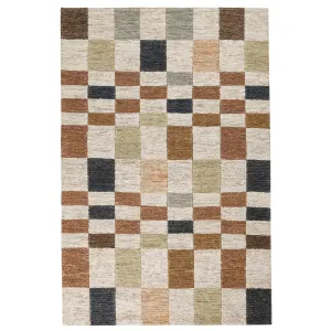 Soumak Jute Rug, Check Natural Multi