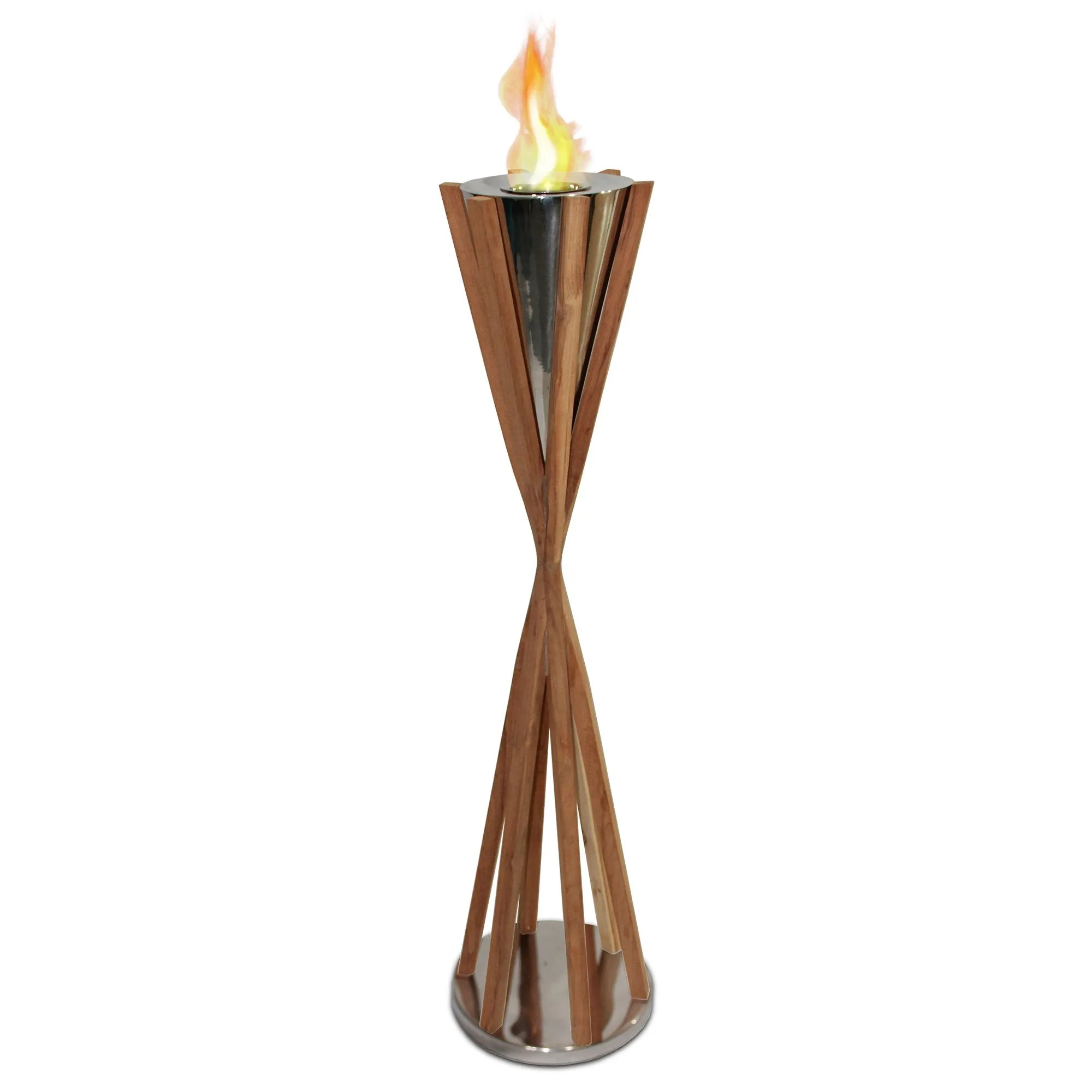 Southampton Teak/Stainless Gel Fuel Fire Column 52"