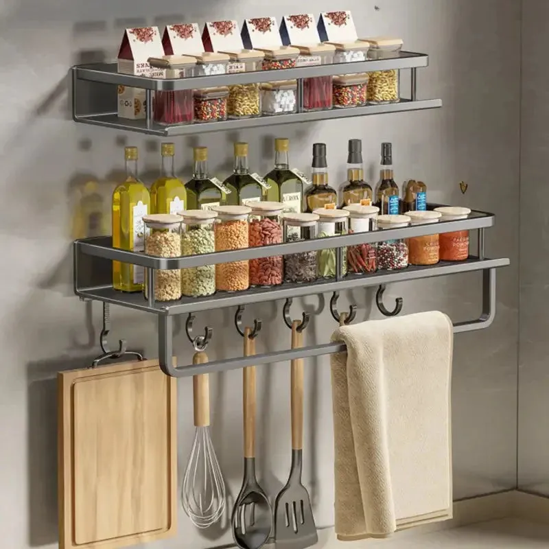 Spice, Farmhouse Condiment Organizer Cabinet Hanging, Flexible Wall Shelf Kitchen Storage