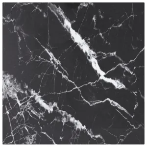 60x60 cm Black Marble Design Tempered Glass Table Top - 6 mm