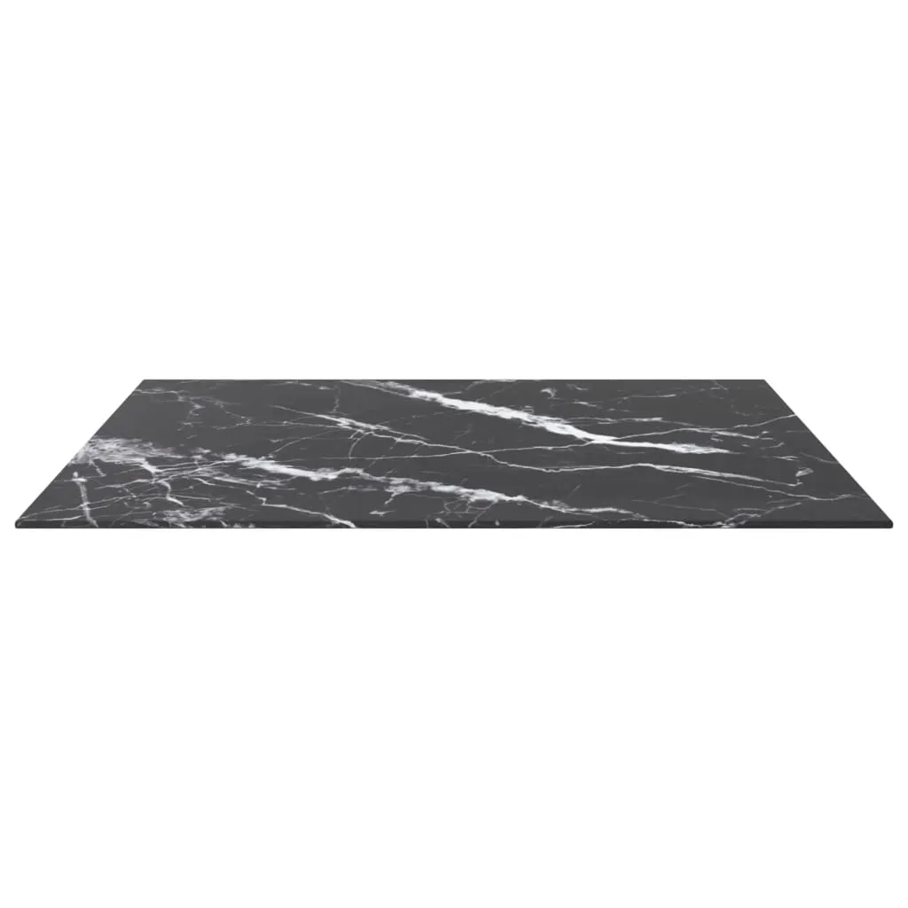 Table Top Black 80x80 cm 6 mm Tempered Glass with Marble Design