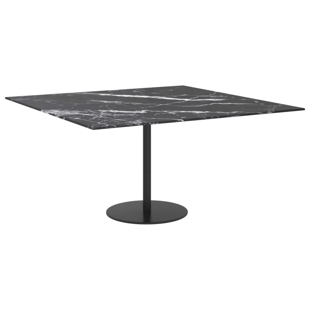 Table Top Black 80x80 cm 6 mm Tempered Glass with Marble Design