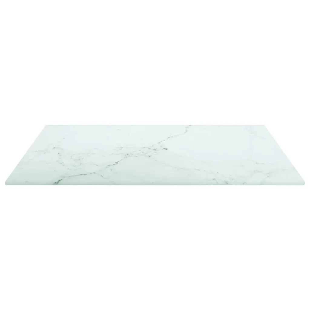 Table Top White 50x50 cm 6 mm Tempered Glass with Marble Design