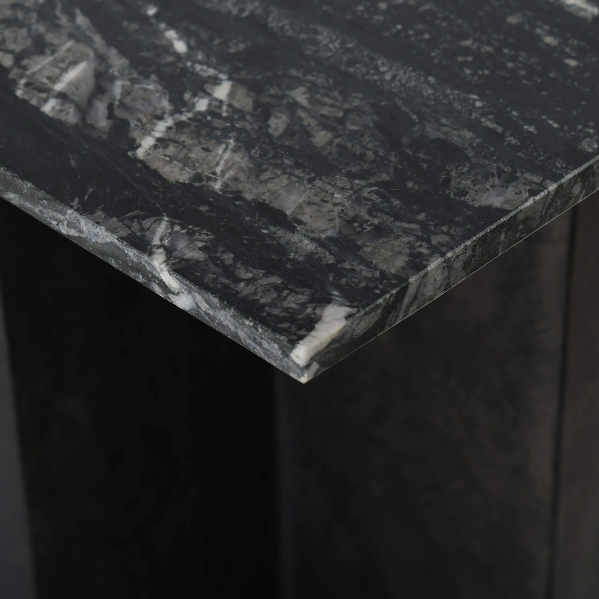 Terrell Large Console Table, Black Marble/Raw Black