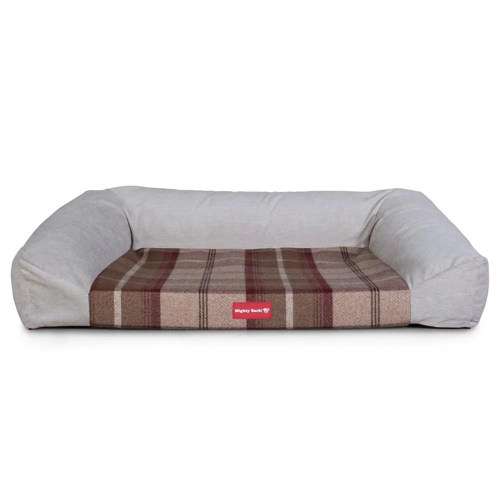 The Sofa Orthopedic Memory Foam Sofa Dog Bed - Tartan Mulberry