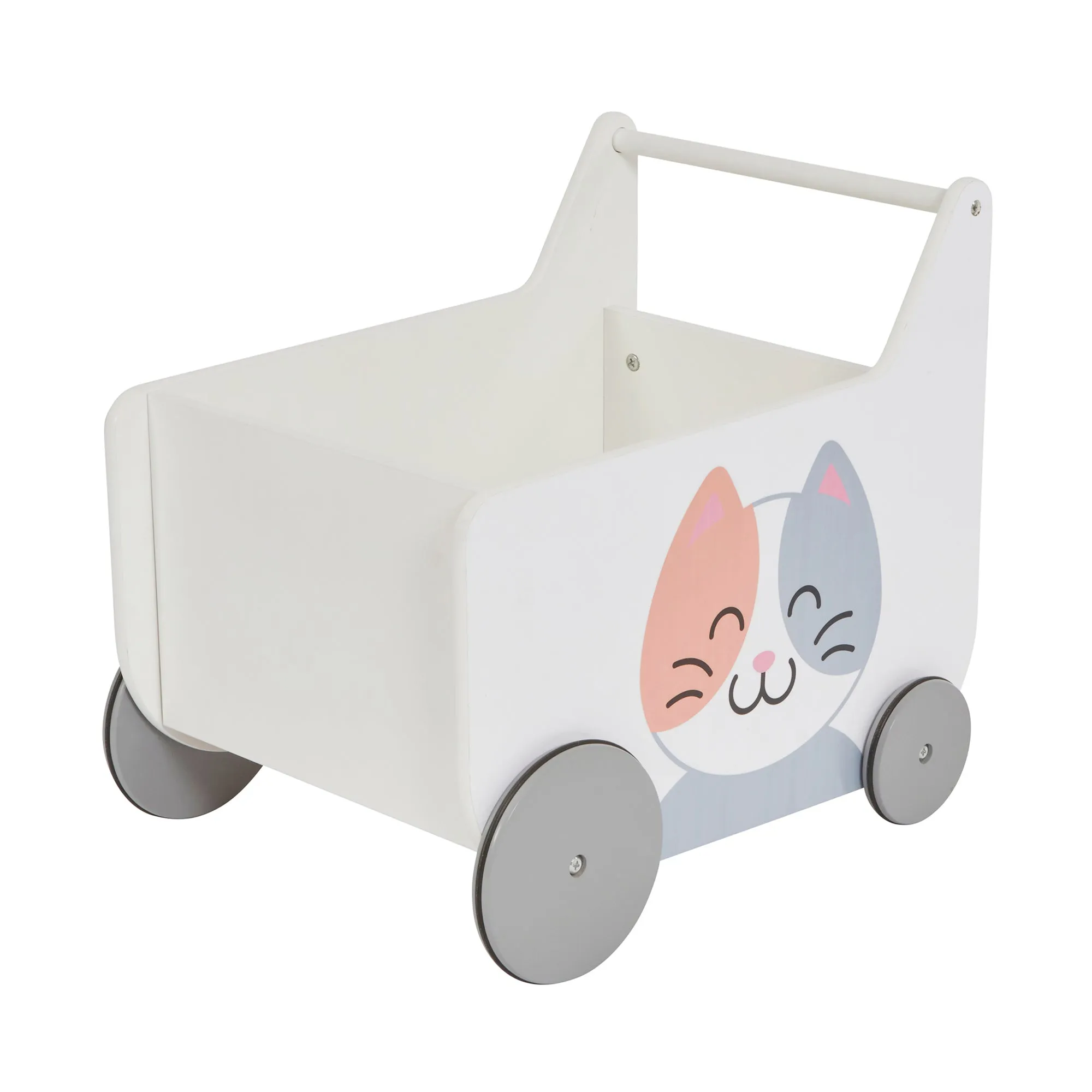 Toddler Wooden Push Along Walker | Cat and Dog Push Along