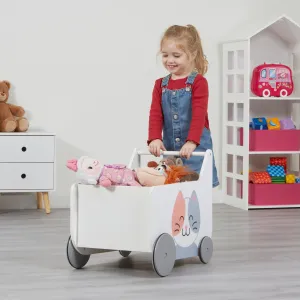 Toddler Wooden Push Along Walker | Cat and Dog Push Along