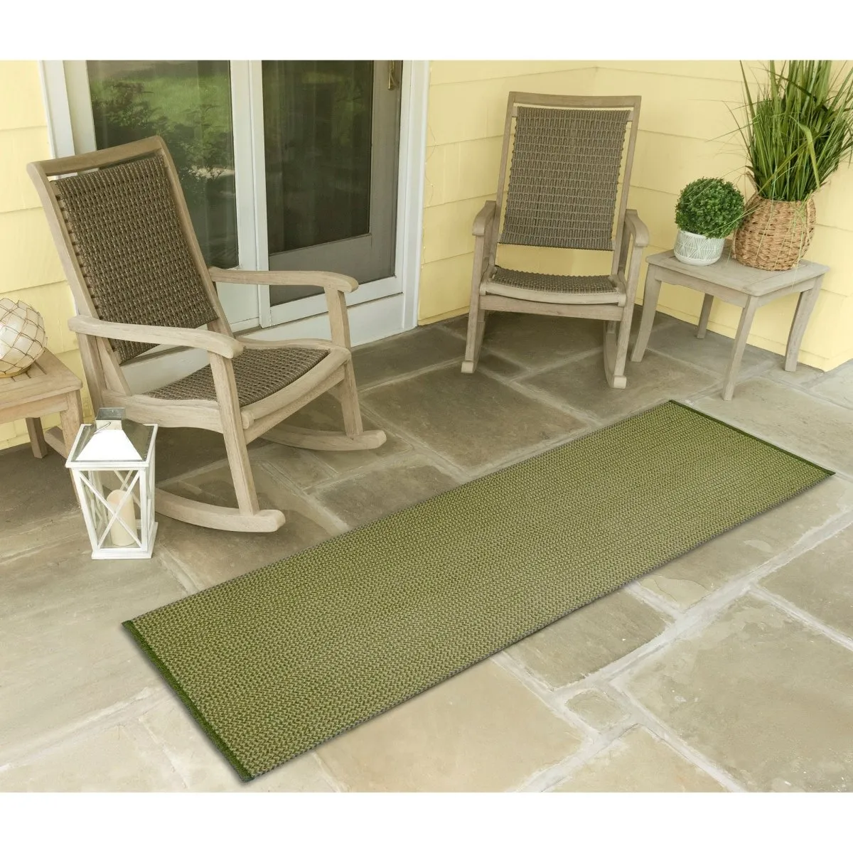 Trans-Ocean CALAIS Indoor/Outdoor Power Loomed  Durable Area Rug  - Green