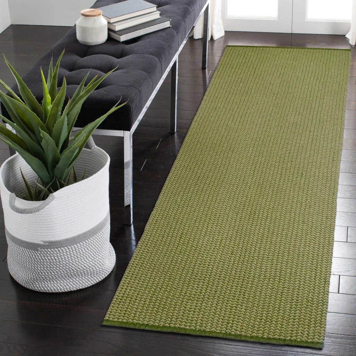 Trans-Ocean CALAIS Indoor/Outdoor Power Loomed  Durable Area Rug  - Green