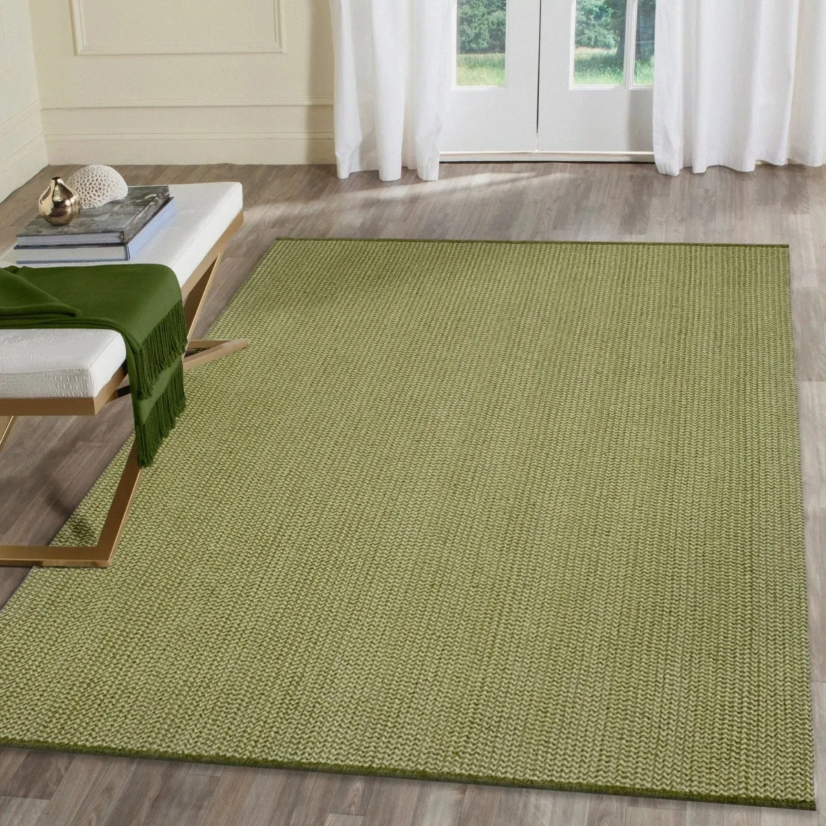 Trans-Ocean CALAIS Indoor/Outdoor Power Loomed  Durable Area Rug  - Green