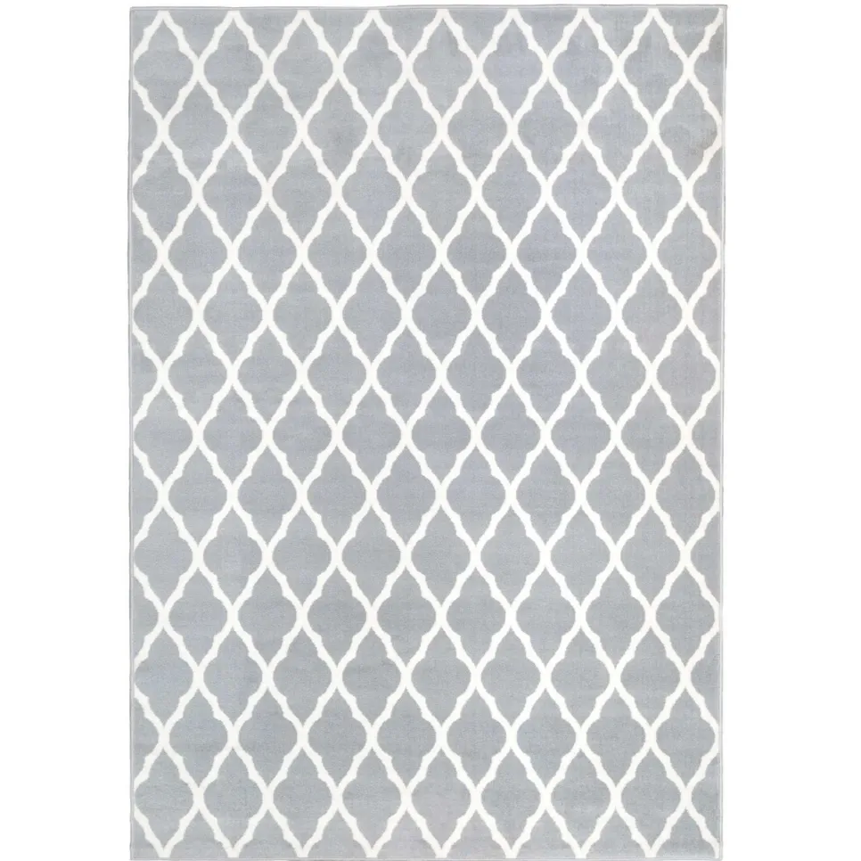 Trellis Silver Grey Everyday Durable Rug - Milan