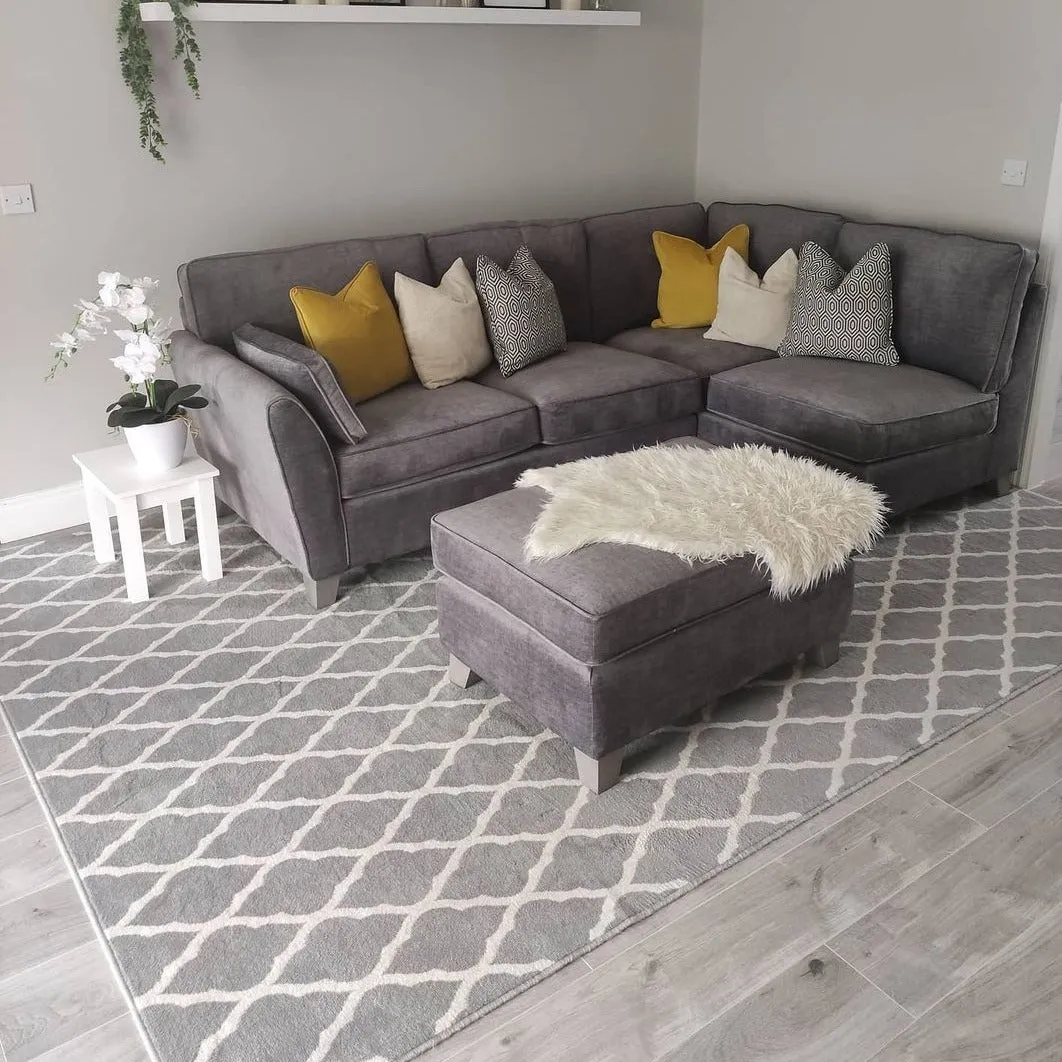 Trellis Silver Grey Everyday Durable Rug - Milan