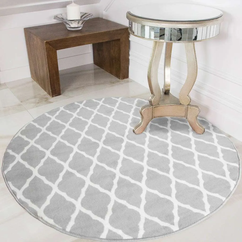 Trellis Silver Grey Everyday Durable Rug - Milan