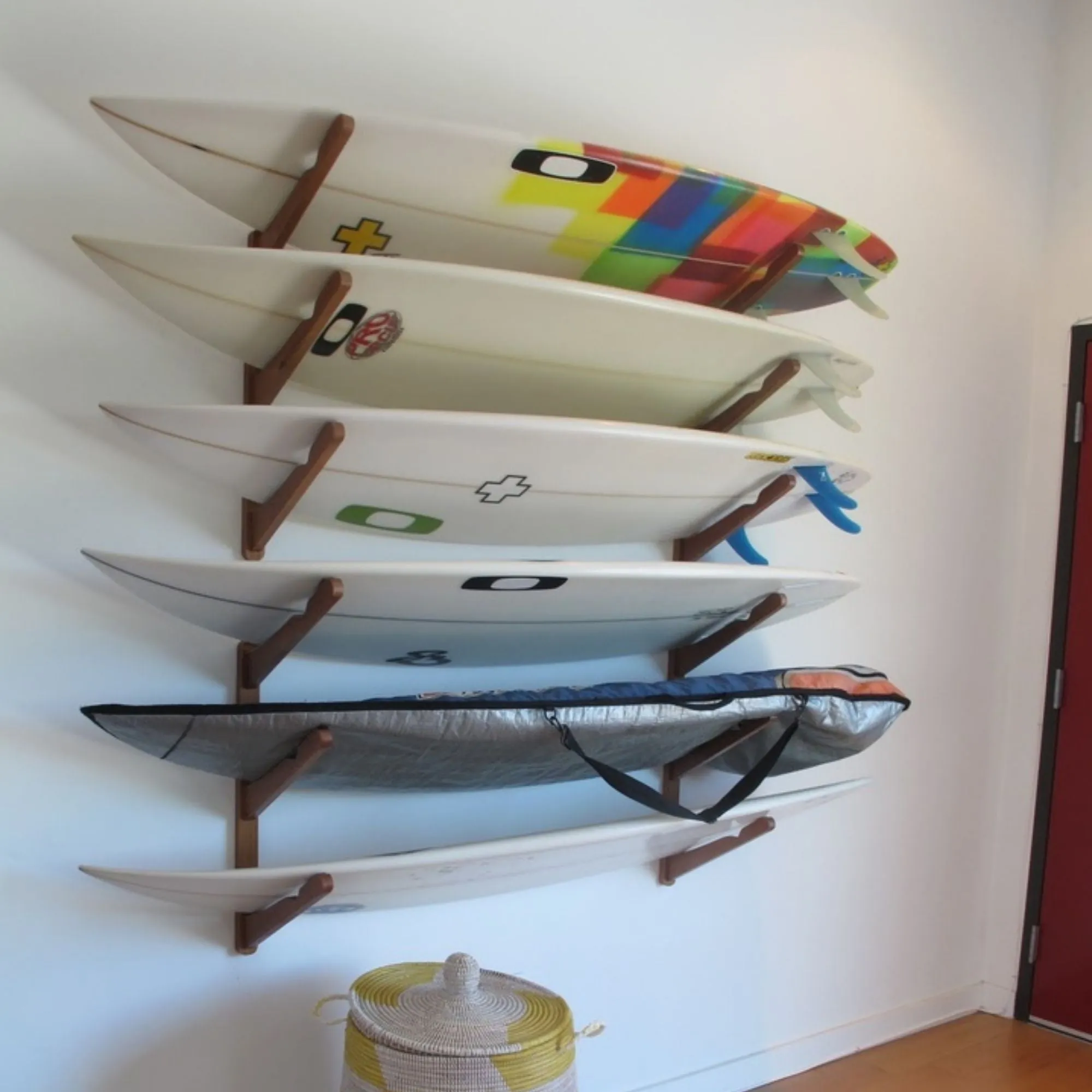 Triple Surfboard Wall Rack  - Bamboo or Dark Wood