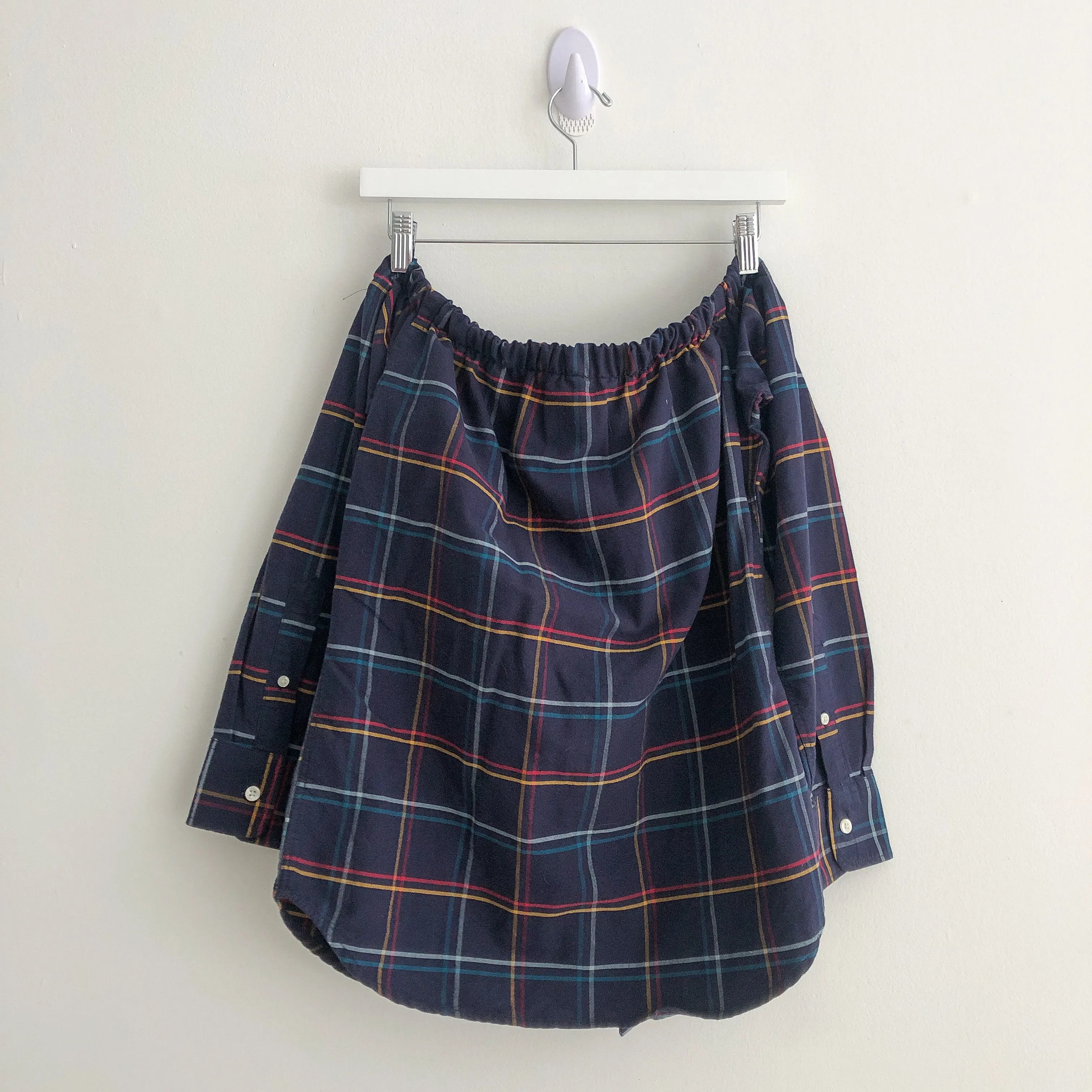 Upcycled Off-The-Shoulder Flannel Top