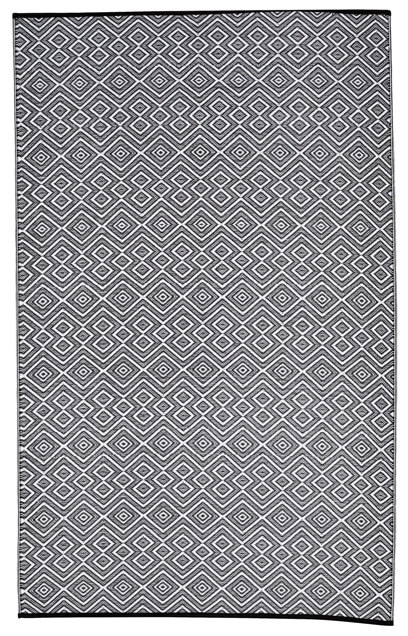 VIANA - FIESTA 4' X 6' OUTDOOR PLASTIC BLACK & WHITE MIRAGE RUG