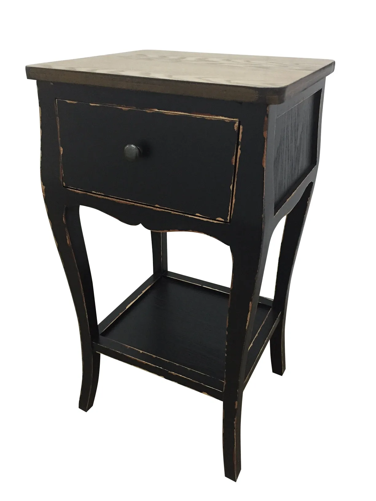 Villa Alcove Table Queen Anne Shabby Chic Distressed Black Wood