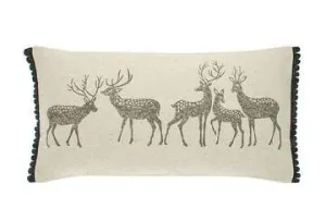 Walton & Co 60cm Forest Stag Grey Cushion 100% Cotton