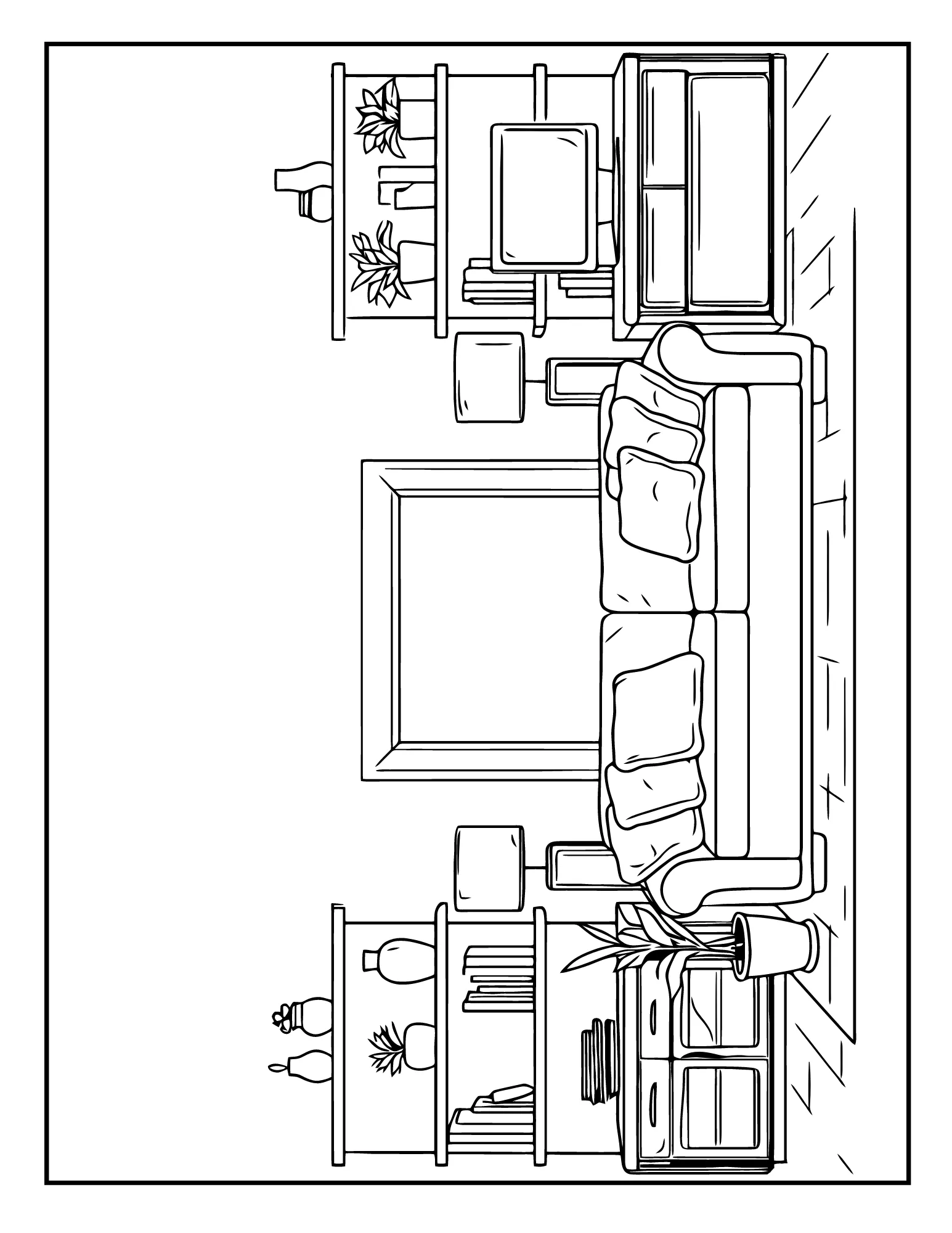 Warm Spaces: Printable Coloring Book of Cozy Home Interiors PDF for Adults