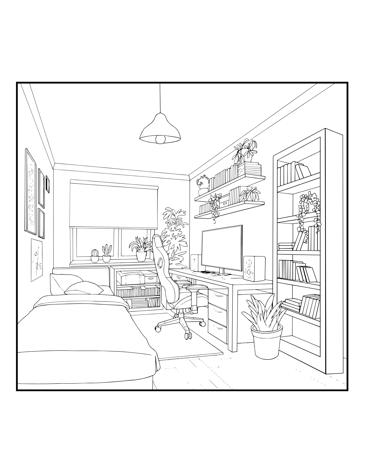 Warm Spaces: Printable Coloring Book of Cozy Home Interiors PDF for Adults